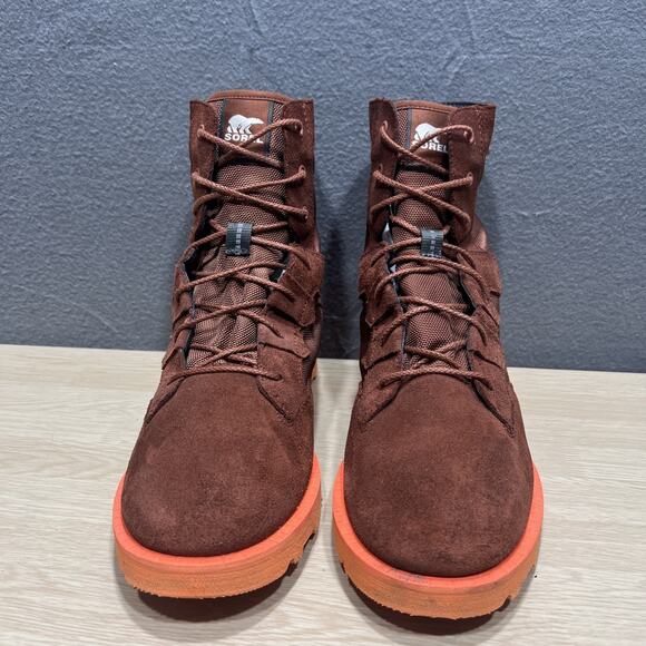 Sorel Caribou OTM WP Waterproof Leather Boots Dark Amber Spark Orange Mens Sz 12 - Picture 2 of 10